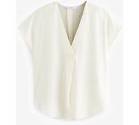 Next Cream Relaxed Fit Short Sleeve Overhead V-Neck Blouse