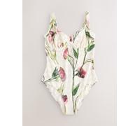 Next Cream Tulip Print Lace Tummy Control DD+ Wired Swimsuit