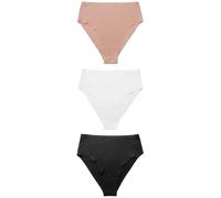 NEXT Culotte échancrée Confortable Taille Haute Effet Invisible, Lot de 3 Noir/Blanc/Nuit/Praline 48