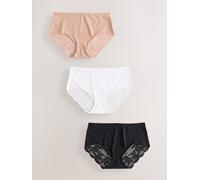 NEXT Femme Culotte mi-Haute Invisible avec Dentelle au Dos, Lot de 3
