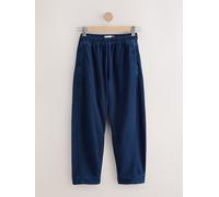 Next Dark Blue Barrel Leg Denim Jersey Trousers