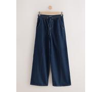 Next Dark Blue Pintuck Wide Leg Denim Joggers