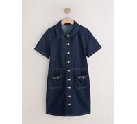 Next Dark Blue Short Sleeve Gold Buckle Pocket Mini Denim Dress Dark Blue EU 50 (UK 22)