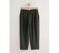 Next Dark Green N. Premium Barrel Leg Trousers With Wool