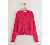 Next Dark Pink Shirred Frill Knitted Cardigan