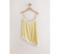 next Débardeur asymétrique en satin et dentelle. jaune FR 40 (EU 38)