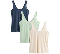 NEXT Débardeur côtelé, lot de 3 Navy/Sage/Cream 42