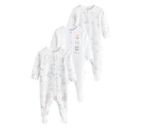 NEXT Dors-Bien à Motif Animal 100% Coton pour bébé, Lot de 3 Blanc 3 Mois