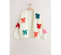 Next Ecru 3D Bows Soft Touch Chunky Knit Cardigan