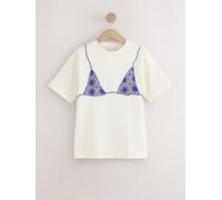 Next Ecru Bikini Graphic Crochet Short Sleeve Crew Neck T-Shirt