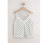 Next Ecru/Black Polka Dot Satin Lace Cami Top