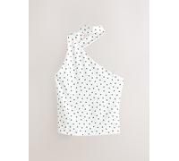 Next Ecru/Black Polka Dot Soft Touch Slinky Scarf Neck Top