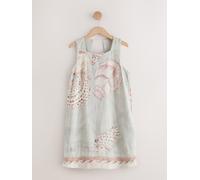 Next Ecru/Blue Shell Print National Trust X Next Square Neck Mini Dress Ecru/Blue Shell Print EU 36 Petite (UK 8 P)