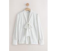 Next Ecru/Brown Spot Scarf Neck Long Sleeve Blouse