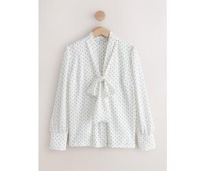Next Ecru/Brown Spot Scarf Neck Long Sleeve Blouse