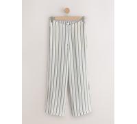 Next Ecru/Chocolate Stripe N. Premium Linen Wide Leg Trousers