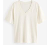 Next Ecru Cotton Modal Slouch V-Neck T-Shirt