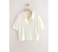 Next Ecru Cotton Rich Soft Touch Knitted Polo Top