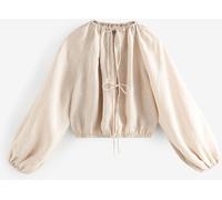 Next Ecru Cream 100% Linen Long Sleeve Boho Top