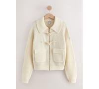 Next Ecru Cream Boucle Collar Knitted Jacket With Wool