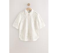Next Ecru Crochet Short Sleeve Shirt Ecru M Regular (EU 40-42)