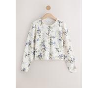 Next Ecru Floral Slim Supersoft Crew Neck Cardigan with Wool