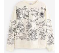 Next Ecru Graphic Print All-Over Premium Embellished Embroidery Oriental Sweatshirt