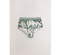 Next Ecru/Green Palm High Waist Print Bikini Bottoms