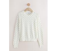Next Ecru Heart Polka Dots Soft Touch Crew Neck Cotton Rich Jumper