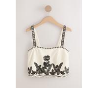 Next Ecru Marl Embroidered Beach Top