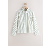 Next Ecru/Navy Blue Stripe Fitted Stretch Essential Long Sleeve Shirt Ecru/Navy Blue Stripe EU 54 (UK 26)