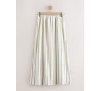 Next Ecru/Navy Blue Stripe N. Premium Linen Cotton Blend Maxi Skirt Ecru/Navy Blue Stripe EU 40 Short (UK 12 S)