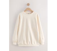 Next Ecru Off White Relaxed Fit Heavyweight Longline Crew Neck Sweatshirt