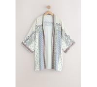 Next Kimono écru / beige foncé / bleu clair / mauve, Taille L