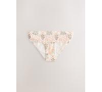 Next Ecru/Peach Floral Roll Top Bikini Bottoms