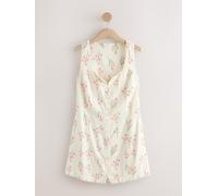 Next Ecru/Pink Floral Linen Rich Button Through Collared Dress Ecru/Pink Floral EU 38 (UK 10)