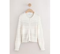 Next Ecru Shirred Frill Knitted Cardigan