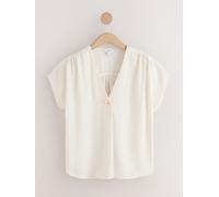 Next Ecru Short Sleeve Overhead V-Neck Blouse