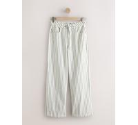 Next Ecru Striped Wide Leg Drawstring Waist Jeans