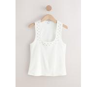 Next Ecru Studded Scoop Rib Vest