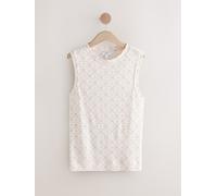 Next Ecru Tile Print Linen Modal Soft Touch Sleeveless Crew Neck Tank Vest Top