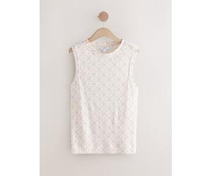 Next Ecru Tile Print Linen Modal Soft Touch Sleeveless Crew Neck Tank Vest Top