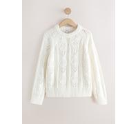 Next Ecru Washed 100% Cotton Floral Stitch Jumper