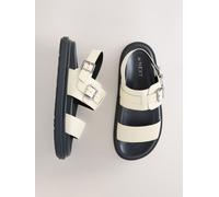 Next Ecru White Buckle Detail Chunky Footbed Sandals