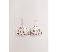 Next Ecru Woodblock Draped Padded Shaping Wired Bikini Top