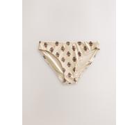 Next Ecru Woodblock Lettuce Edge High Leg Bikini Bottoms