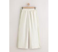 Next Ecru/Yellow Side Stripe Linen Blend Wide Leg Trousers