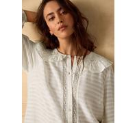 next Embroidered Cutwork Detail Collared Long Sleeve Blouse crème FR 40 (EU 38)