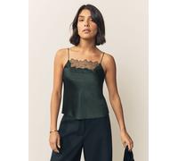 Next Emerald Green Lace Cutout Trim Satin Cami Top