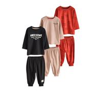NEXT Ensemble de 3 pyjamas de jogging à manches longues pour garçon, Noir/Rouge/Pierre, 86/92 cm